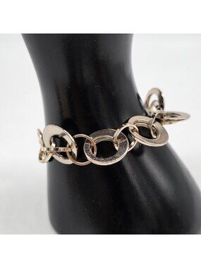 LC Lauren Conrad 1960s Style Bracelet Gold-Tone Circular Link With Secure Clasp